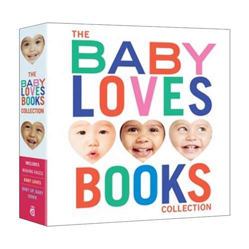 英文原版 Baby Loves Books Box Set 宝宝爱 做鬼脸 三册盒装套装绘本 纸板书 Making Faces Baby Loves and Baby Up Baby Down