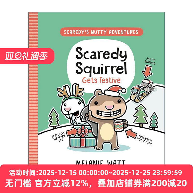 英文原版 Scaredy's Nutty Adventures 03 Scaredy Squirrel Gets Festive 松鼠小嘀咕疯狂冒险系列3 喜庆起来 儿童圣诞漫画章节
