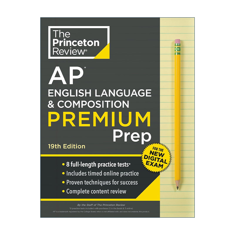 英文原版 Princeton Review AP English Language & Composition Premium Prep 19th Edition 普林斯顿评论AP英语与写作 增值版