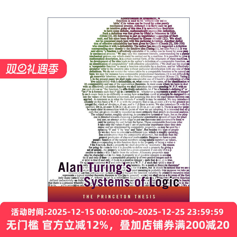 英文原版 Alan Turing's Systems of Logic 艾伦·图灵逻辑系统 数学与计算机科学 普林斯顿大学计算机科学系主任Andrew W. Appel
