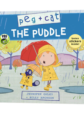 佩格与小猫数学绘本附贴纸1 Peg + Cat The Puddle  英文原版儿童绘本读物 进口书籍