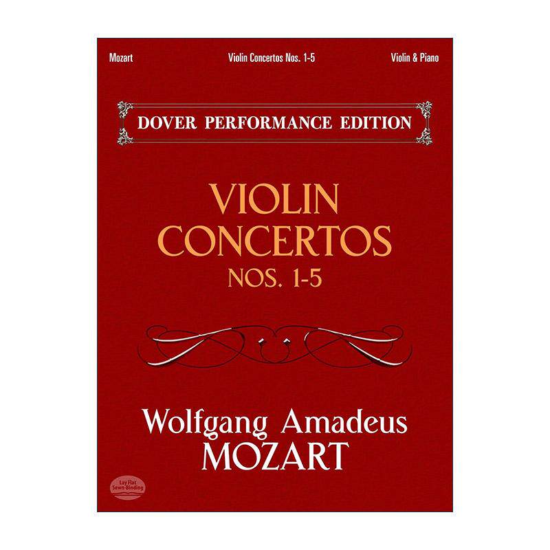 英文原版 Violin Concertos Nos.1-5 小提琴协奏曲 1-5号 含独奏部分 乐谱 莫扎特 英文版 进口英语原版书籍