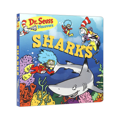 英文原版 Dr.Seuss Discovers Sharks 苏斯博士发现系列 鲨鱼 纸板书 0-3岁低幼儿童科普启蒙认知绘本 亲子互动 英文版 进口书籍