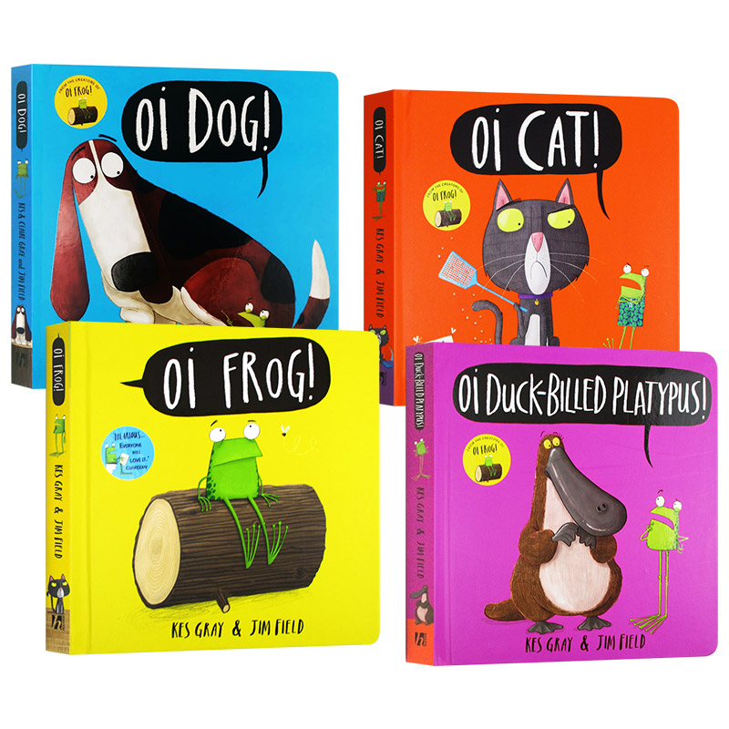 噢 青蛙 狗 猫 鸭嘴兽 趣味故事绘本4册套装 Oi Frog Dog Cat 英文原版韵律启蒙纸板书  亲子共读睡前英语阅读进口书籍