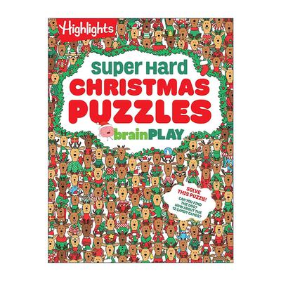 英文原版 brainPLAY Super Hard Christmas Puzzles 圣诞节谜题 Highlights亮点儿童解谜益智游戏活动书 英文版 进口英语原版书籍