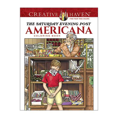 英文原版 Creative Haven The Saturday Evening Post Americana Coloring Book 创意保护区 星期六晚邮报与美国时尚杂志经典插图