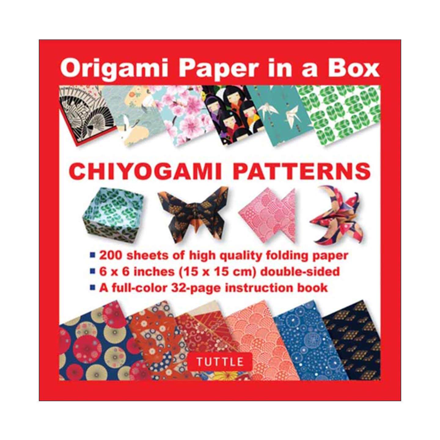 英文原版 Origami Paper in a Box Chiyogami Patterns 盒子里的折纸 千代纸图案 200张双面折纸 含教程手册 进口英语原版书籍