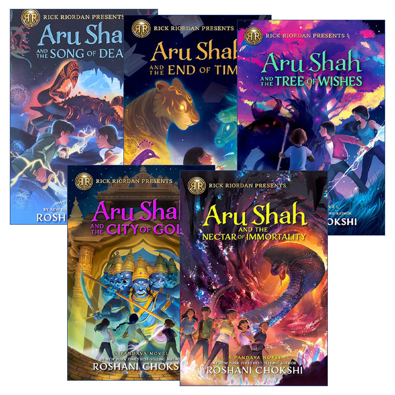 英文版 Pandava Series 波西杰克逊书系列5册 Aru Shah 阿鲁沙哈和时间尽头/死亡之歌/希望之树/黄金之城 /永生甘露 英文版 进口书