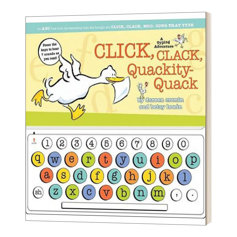 英文原版 Click Clack Quackity-Quack A Typing Adventure 咔嗒咔嗒嘎 嘻农场发声玩具书 凯迪克获奖作者 英文版 进口英语书籍