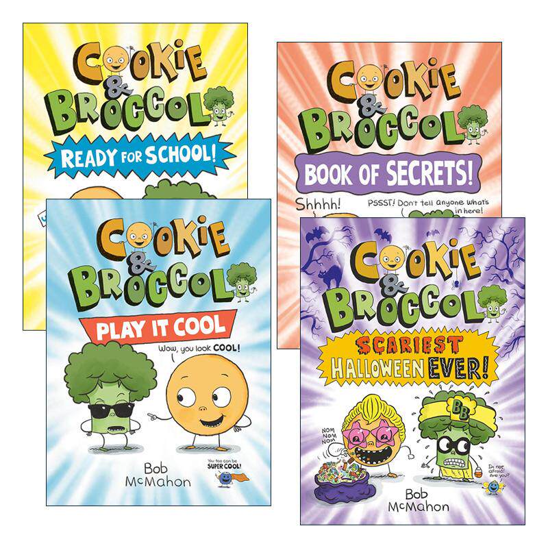 英文原版 Cookie & Broccoli 饼干和花椰菜系列4册 儿童校园友谊故事书 培养孩子社交能力 Bob McMahon 英文版 进口英语原版书籍