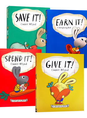 小小兔子学花钱系列全套4册 英文原版 Moneybunny 花钱赚钱存钱捐钱 Spend Earn Save Give It 小兔子理财书 儿童财商英语启蒙绘本