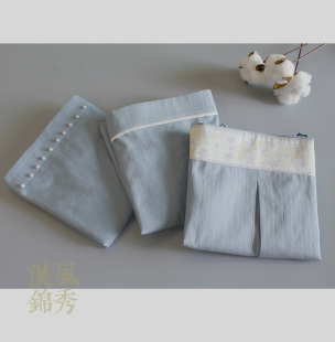 【星空】汉服日常褙子内搭提花条纹 仿宋抹 灰蓝吊带纯棉背心女