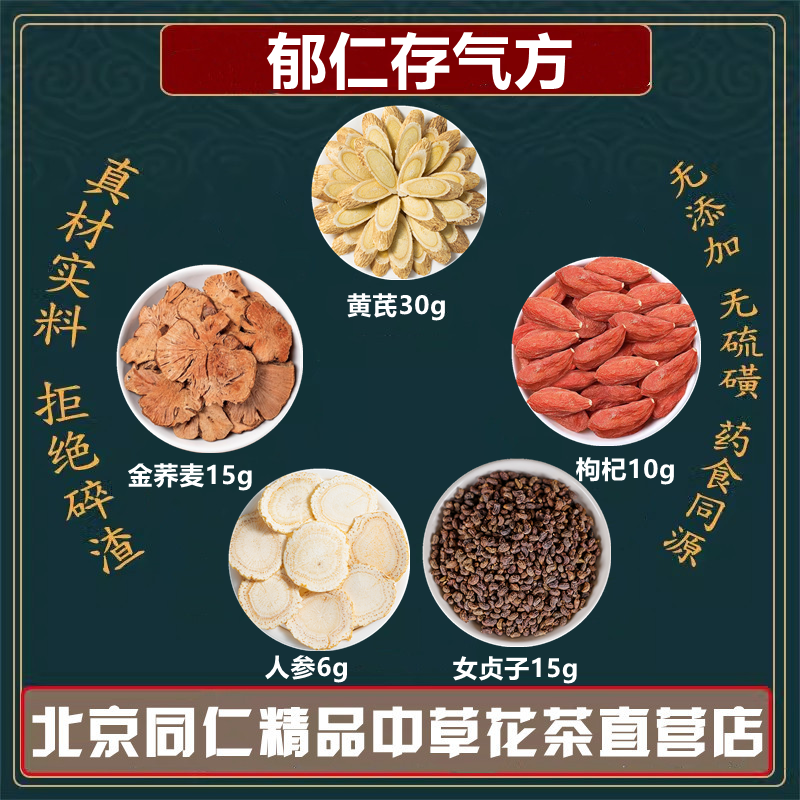 黄芪人参女贞子枸杞金荞麦中药材郁仁存气方同仁堂原料
