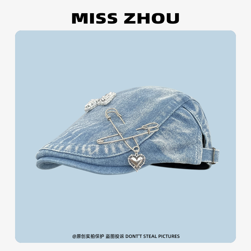 蝴蝶结别针牛仔前进帽