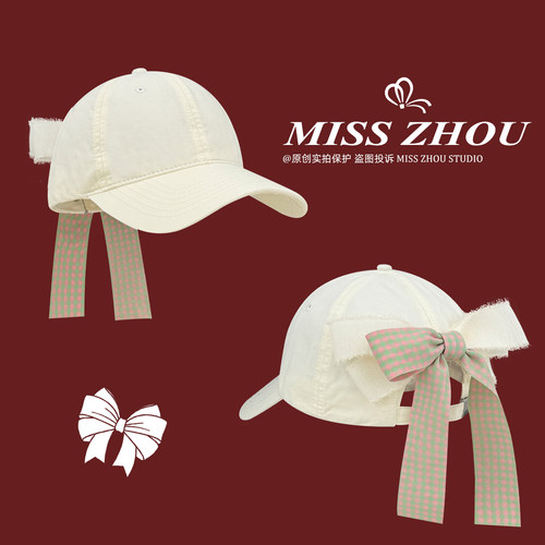 鸭舌帽棒球帽女蝴蝶结遮阳夏季