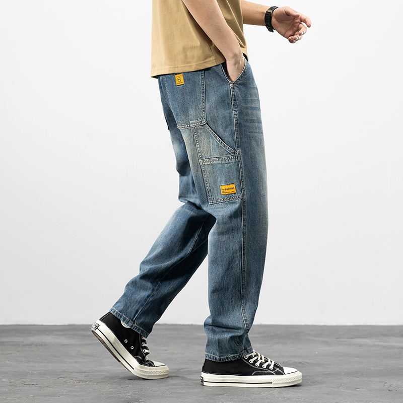 潮牌高端牛仔裤2025新款男夏季薄款男裤复古色新塘直筒修身裤子