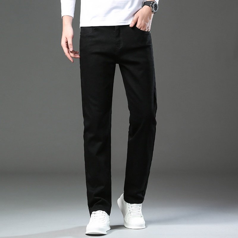 2025新款牛仔裤男士百搭微弹力小直筒黑色九分裤子商务休闲长裤