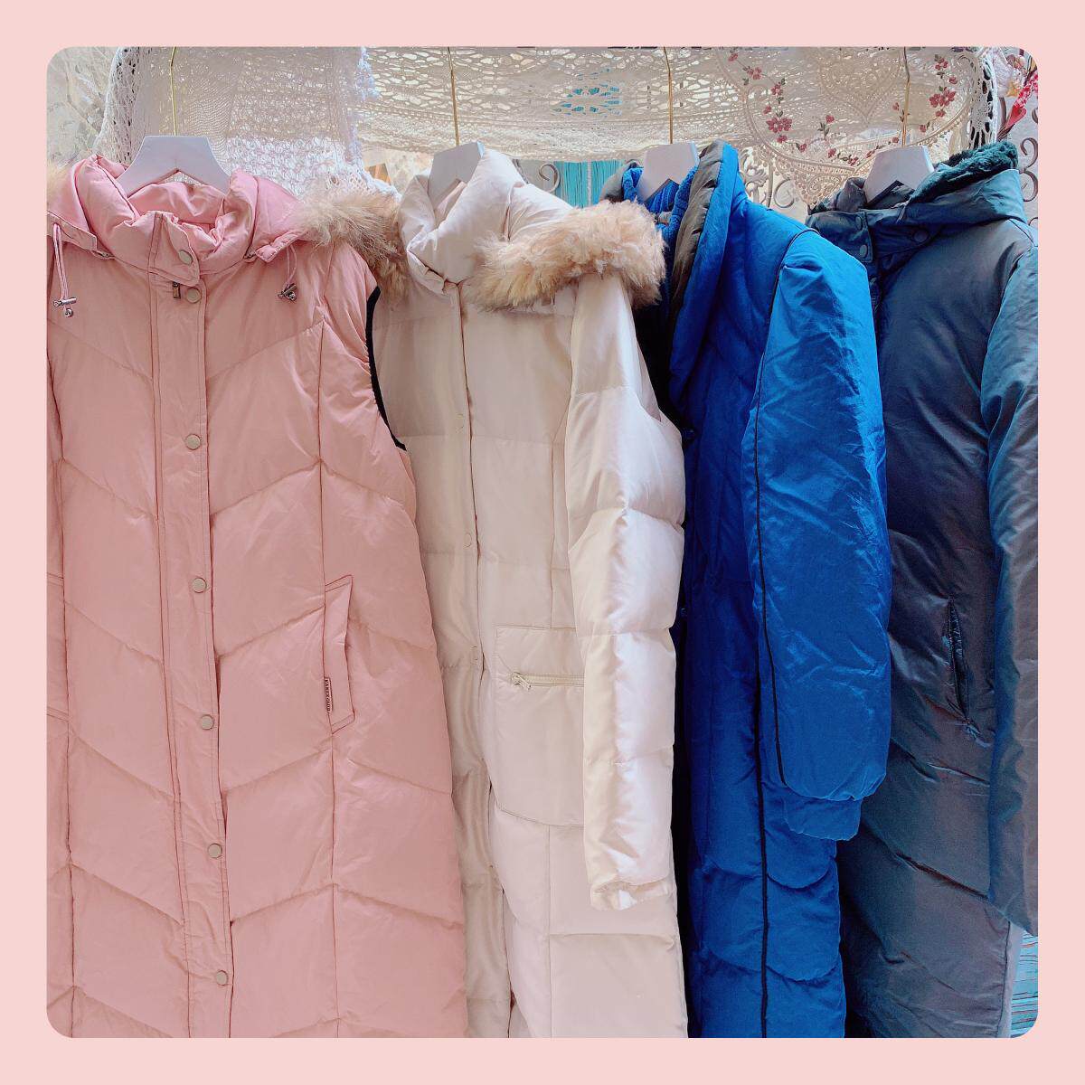 韩国制古着孤品vintage复古纯色保暖厚实长款羽绒服