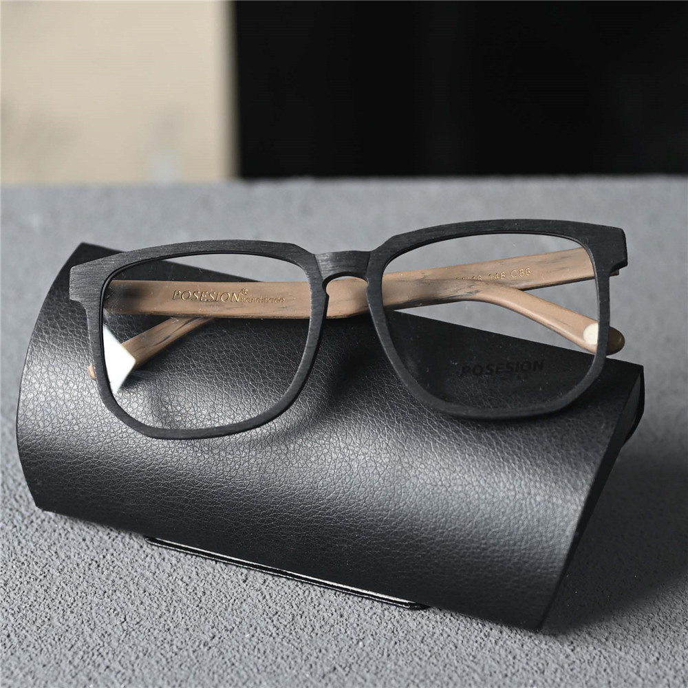 木质板材大框男士眼镜框显瘦镜架可配度数防蓝光树脂近视镜男大脸