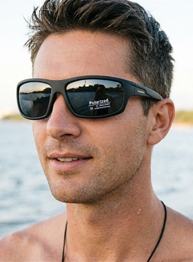 黑色骑行墨镜男士偏光太阳镜户外运动驾驶钓鱼护目防风镜防尘茶色