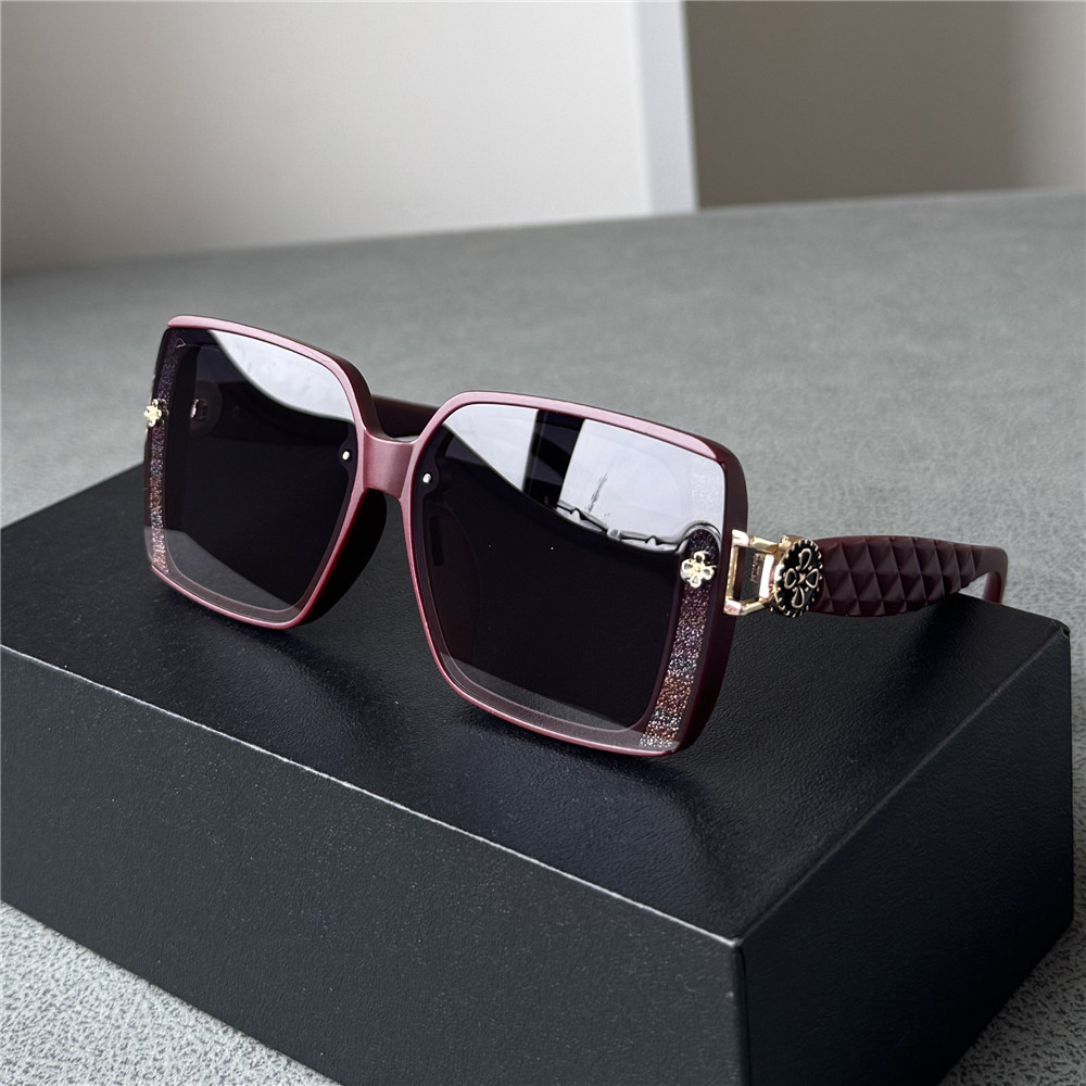 闪粉红色轻奢女士偏光太阳镜女方形墨镜高级感潮流防紫外线显瘦