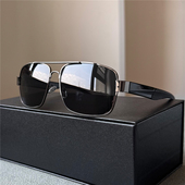 复古方形偏光太阳眼镜男女双梁金属网红新款 开车防紫外线护目墨镜