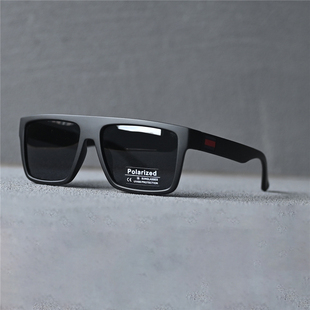 时尚男士偏光太阳镜黑色墨镜男平顶茶色防晒眼镜运动休闲开车钓鱼