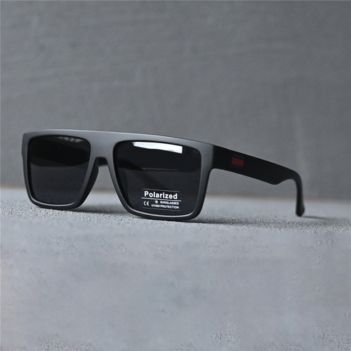 时尚男士偏光太阳镜黑色墨镜男平顶茶色防晒眼镜运动休闲开车钓鱼