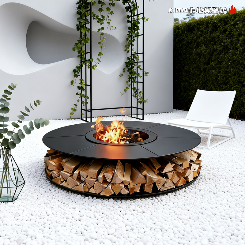 烧烤桌户外庭院围炉煮茶烤火炉民宿豪宅花园燃木柴篝火炉取暖壁炉