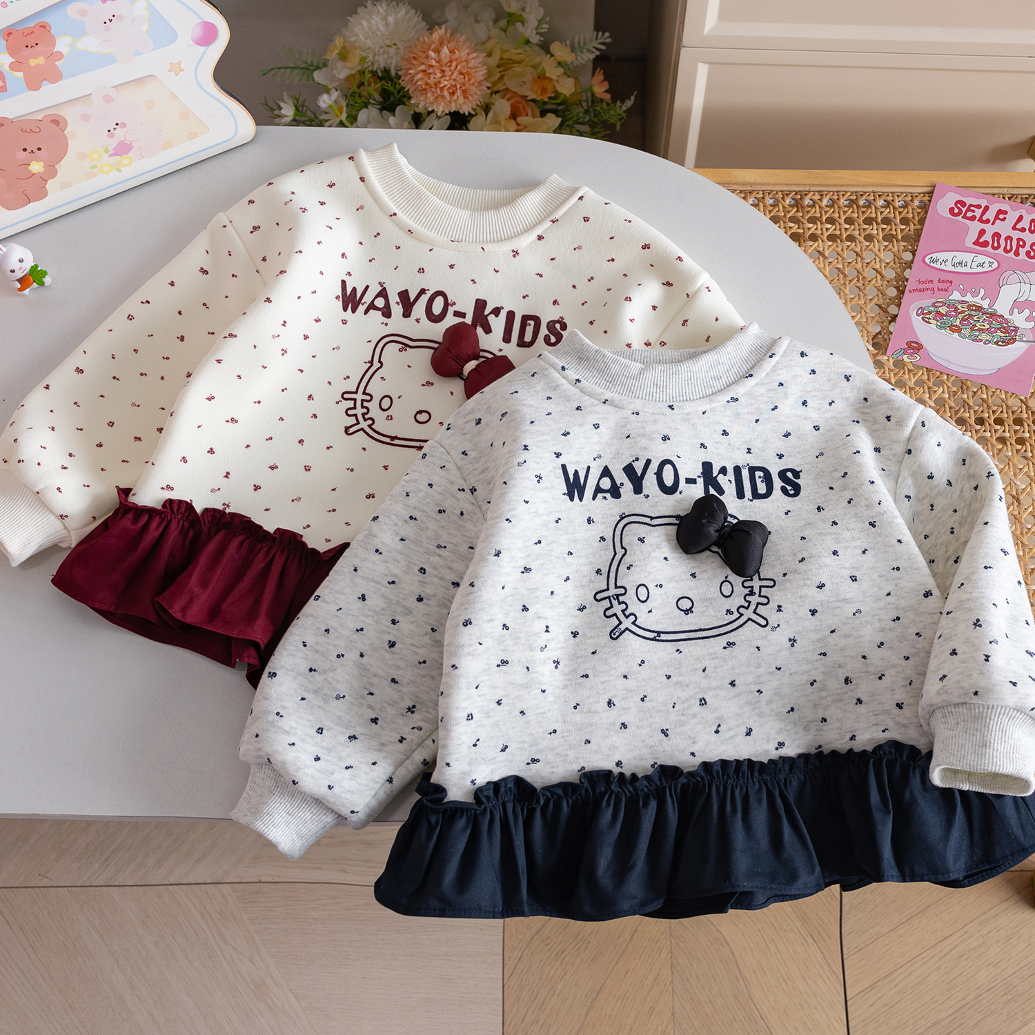 女童韩版洋气加绒卫衣卡通上衣潮