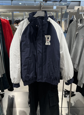 UR国内代购2025冬季女潮流撞色刺绣棒球服立领棉服外套UYV150122