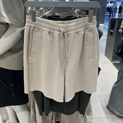 UR国内代购2025夏季男装休闲运动风简约松紧腰抽绳短裤UML650049