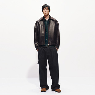 UR国内代购2026春季男装琥珀流光风PU翻领皮衣夹克外套UMF160004