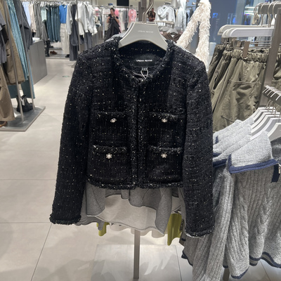 UR国内代购2025秋季女装气质经典小香珍珠短款呢料外套UWG150180