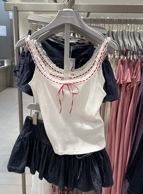 UR国内代购2025夏季女装时尚氛围感撞色蝴蝶结系带背心UYL450174