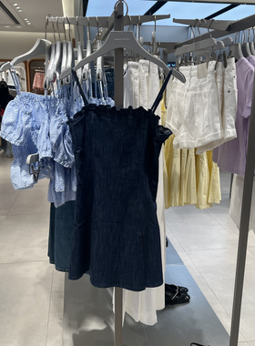 UR国内代购2025夏季女航海时尚修身显瘦吊带牛仔连衣裙UYY850114