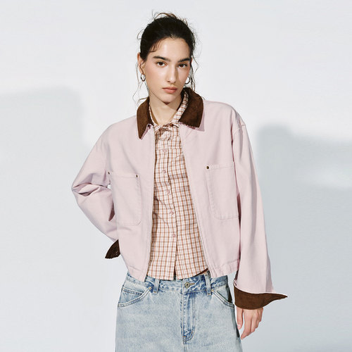 UR国内代购2025冬季女装复古巴恩风大贴袋短款休闲外套UYY860001