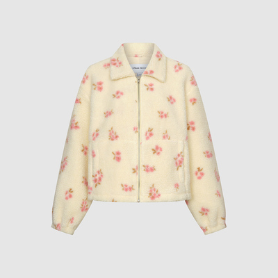 UR国内代购2025秋季女装休闲甜美碎花翻领羊羔绒外套UYY150100