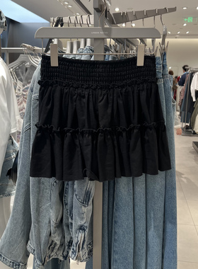 UR国内代购2025春季女装打揽松紧腰木耳边超宽松半裙UYY550010