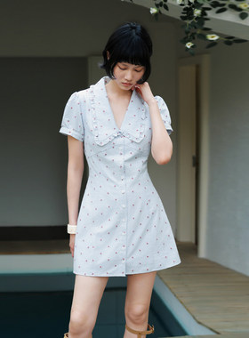 UR国内代购2026夏季女装甜美樱桃刺绣条纹小碎花连衣裙UYL760005
