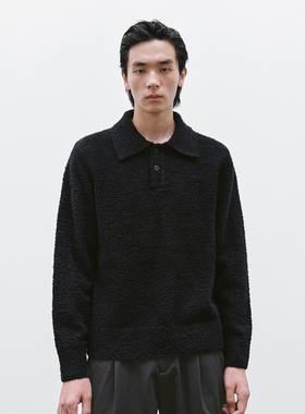 UR国内代购2025冬季男装气质翻领半开襟毛绒针织衫UMM950033