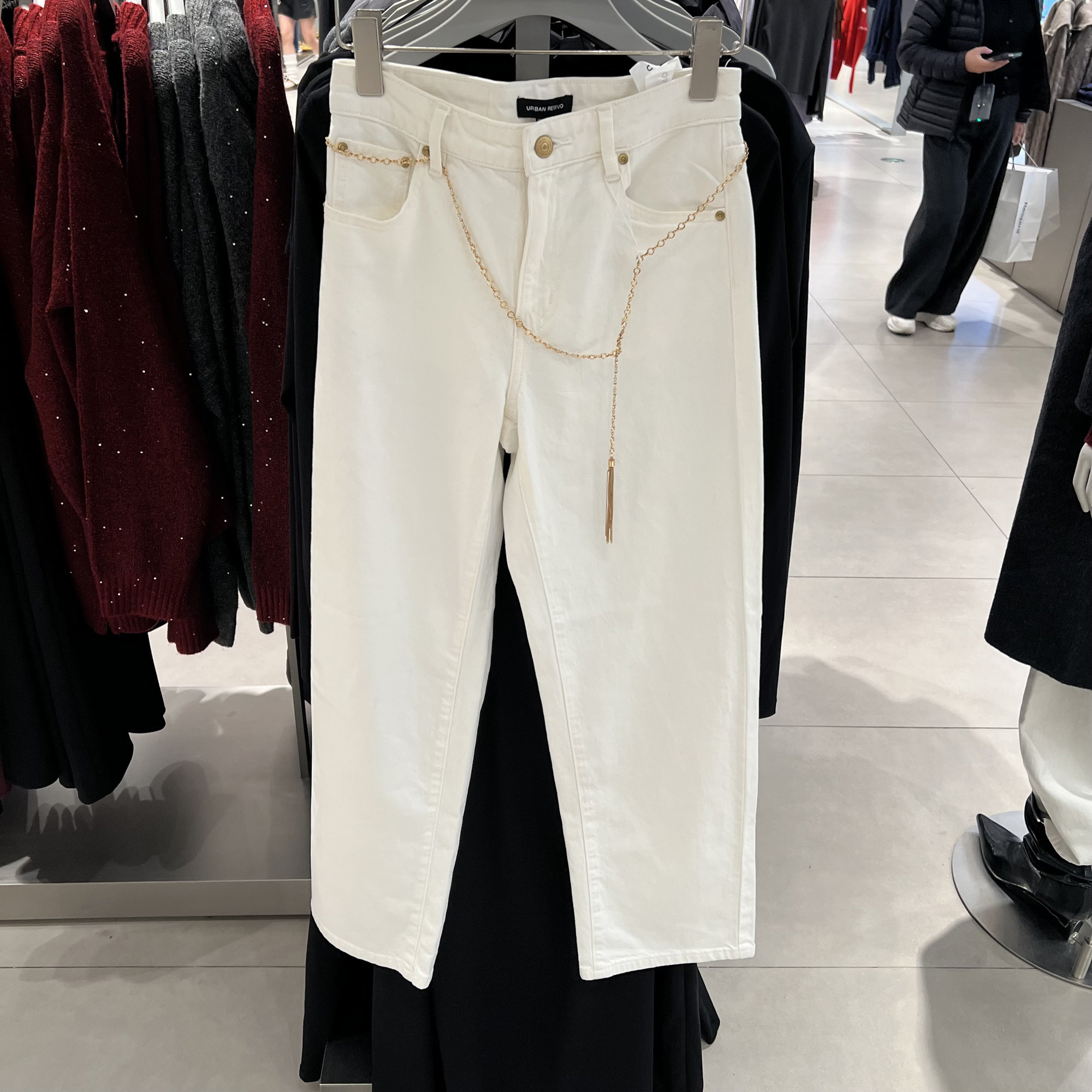 UR国内代购2025冬季女装魅力金色腰链流苏阔腿休闲长裤UWG860008,女装/女士精品,休闲裤,淘宝优惠券,粉丝福利购,淘宝优惠卷