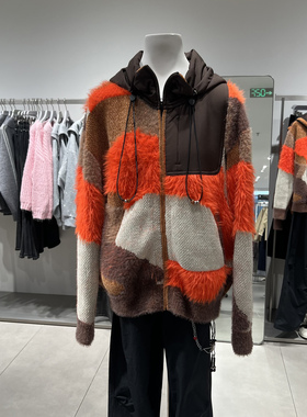 UR国内代购2026春季女装潮流拼接连帽抽绳针织开衫外套UYN960001