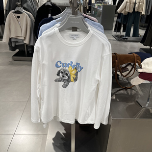 UR国内代购2026春季女装都市撞色萌宠小狗印花棉质T恤UYU460036