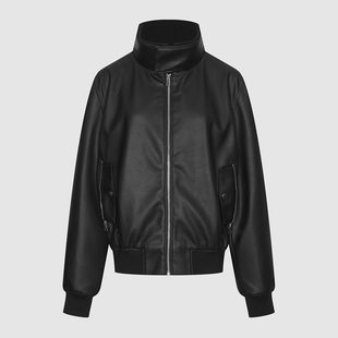 UR国内代购2025秋季男装复古街头风立领PU宽松夹克外套UMU150026