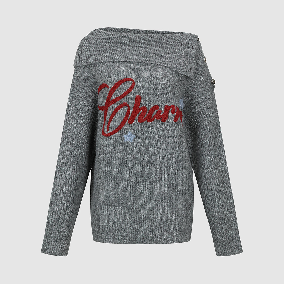 UR国内代购2025冬季女装潮流撞色字母提花纽扣针织衫UYV950117