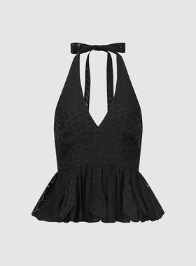 UR国内代购2025夏季女装气质挂脖系带露背爱心吊带衫UWG250205