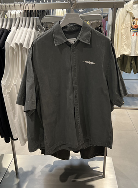 UR国内代购2025夏季男装休闲撞色字母印花运动系列衬衫UMY250014