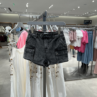 UR国内代购2025夏季女装潮流复古做旧洗水工装牛仔短裤UID850013