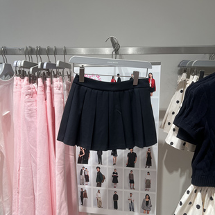 UR国内代购2025秋季女装休闲经典学院风百褶超短半裙UYL550087